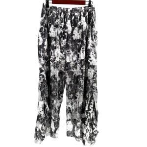 Vintage Y2K Samuel Dong Black Silver Maximalist Tiered Wide Leg Cropped Pants